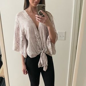 Buddy Love Tie-Front Top, Snakeskin, M